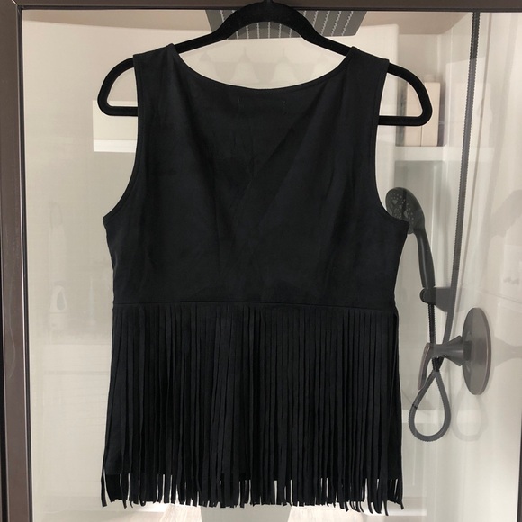 Idyllwind Pendleton Black faux suede Fringe Tank top M Rodeo Western Country - Picture 6 of 8
